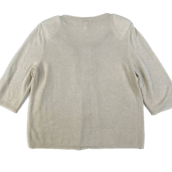 Chico's Linen Blend Beaded Embellished Lightweight Cardigan Women L/12 Beige - Picture 5 of 8